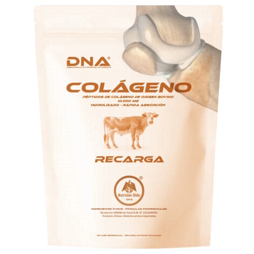 Colágeno Bovino Hidrolizado DNA® - Puro y Sabores - Recarga DoyPack - 500 Gramos